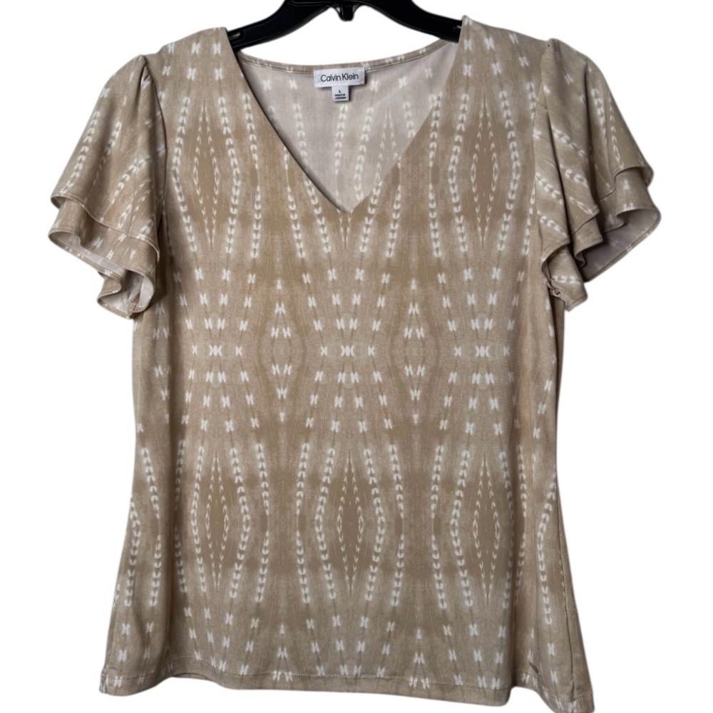 Calvin Klein Tan Patterned Women's Blouse